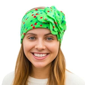 Handmade Green Polka Dot Fleece Headband